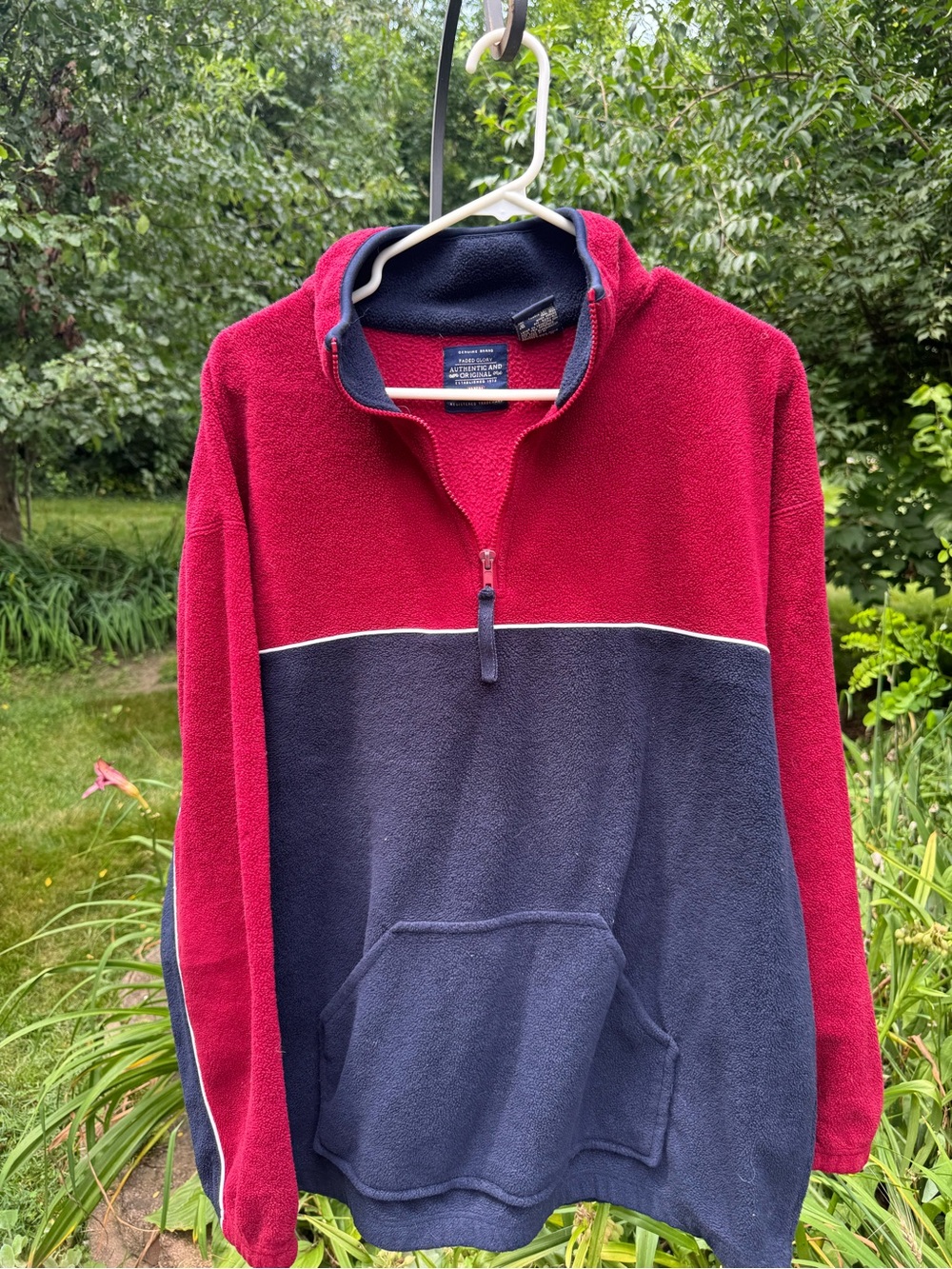 Faded Glory Men’s Half-Zip Fleece Pullover - Red & Navy